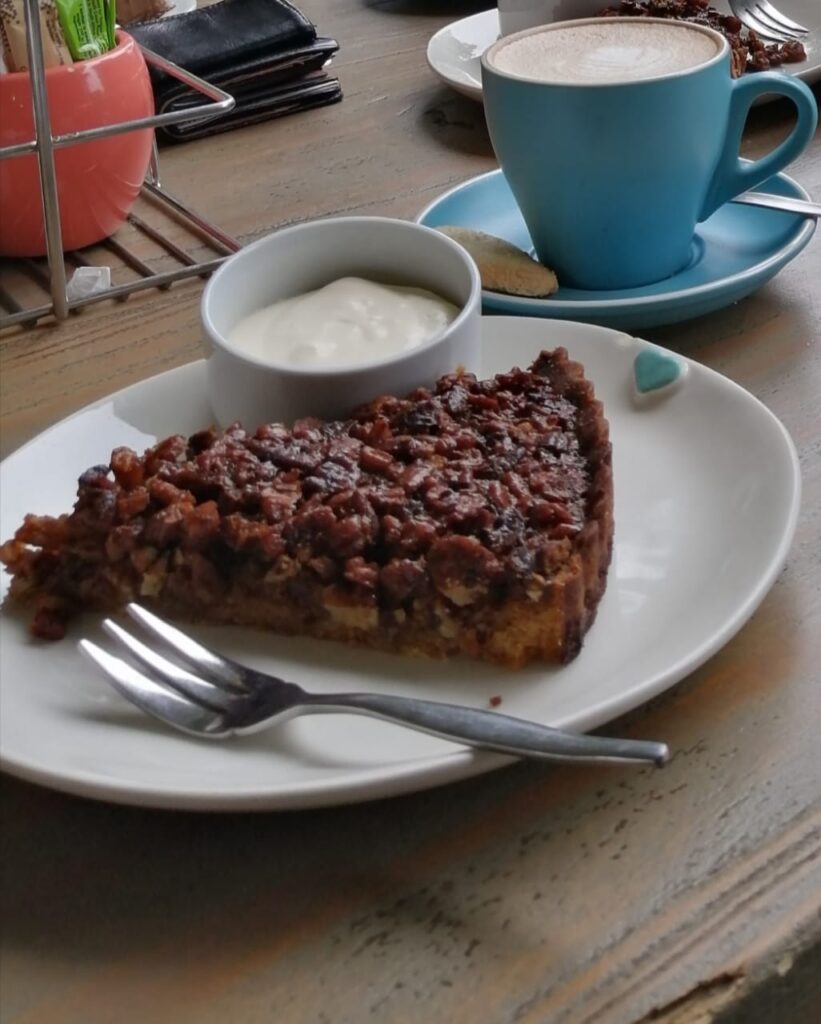 Great coffee and pecan nut pie at the Valley Bakery, Central Drakensberg, South Africa,